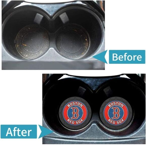 MLB Boston Red Sox car cup Coasters in black with logo Set of 2 NWT - Picture 3 of 7